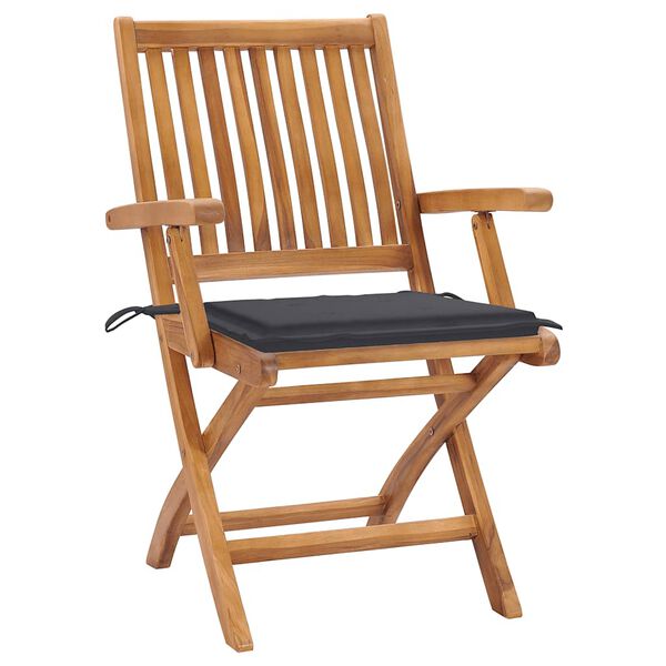 vidaXL Chaises pliables de jardin avec coussins lot de 8 Teck solide