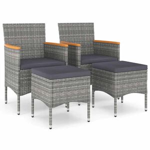 vidaXL Jeu de chaise et tabouret de jardin 4 pcs R&eacute;sine tress&eacute;e Gris