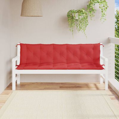 vidaXL Coussins de banc jardin lot de 2 rouge 180x50x7 cm tissu Oxford