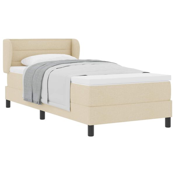 vidaXL Lit &agrave; ressorts avec matelas Cr&egrave;me 80 x 200 cm tissu