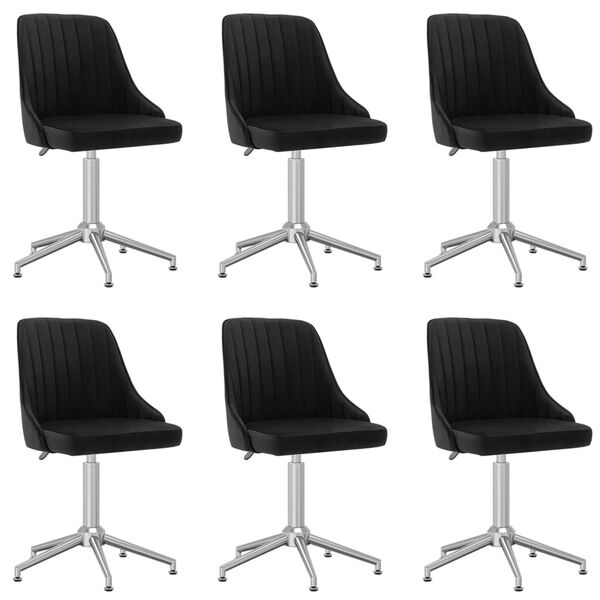 vidaXL Chaises pivotantes &agrave; manger lot de 6 noir velours