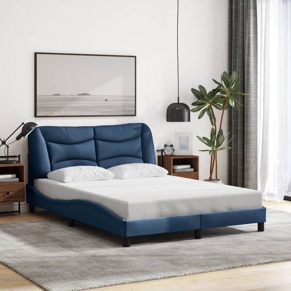 vidaXL Cadre de lit sans matelas Hvar bleu 140x190 cm tissu