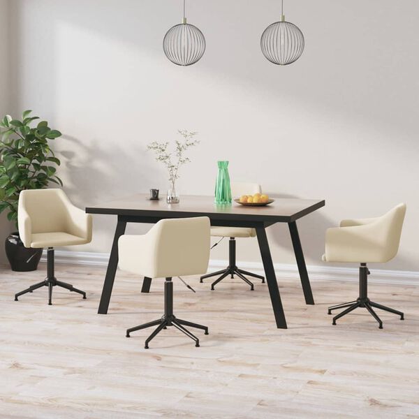 vidaXL Chaises &agrave; manger pivotantes lot de 4 Cr&egrave;me Velours