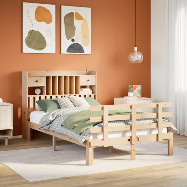vidaXL Lit biblioth&egrave;que sans matelas 135x190 cm bois de pin massif
