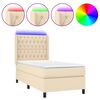 vidaXL Sommier &agrave; lattes de lit matelas et LED Cr&egrave;me 100x200 cm Tissu