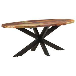 vidaXL Table &agrave; d&icirc;ner ovale 200x100x75 cm Bois de r&eacute;cup&eacute;ration solide
