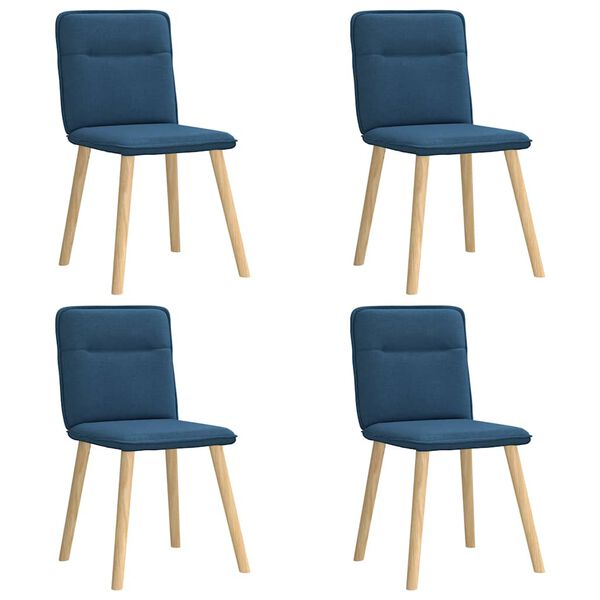 vidaXL Chaises &agrave; manger lot de 4 bleu tissu