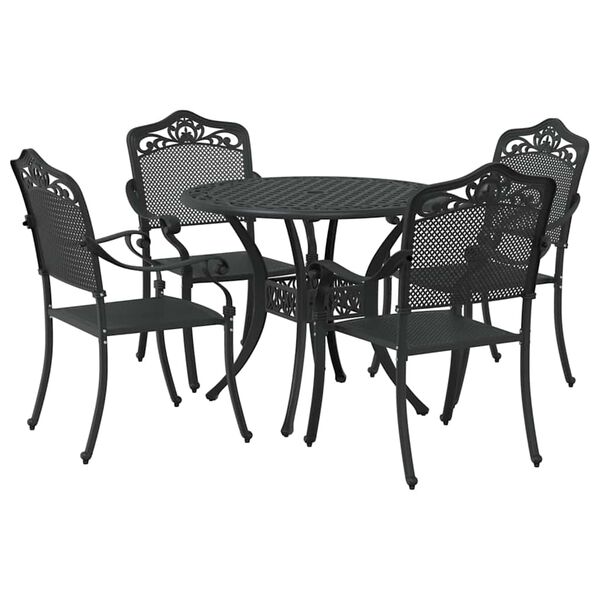 vidaXL Ensemble de salle &agrave; manger pour jardin 5 pcs Noir