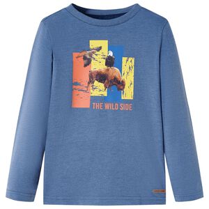 vidaXL T-shirt enfants manches longues m&eacute;lange bleu 116