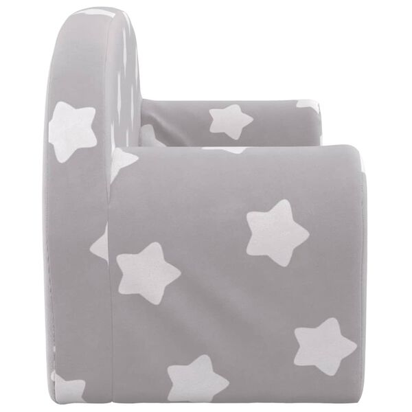vidaXL Canap&eacute; enfants 2 places gris clair avec &eacute;toiles peluche douce