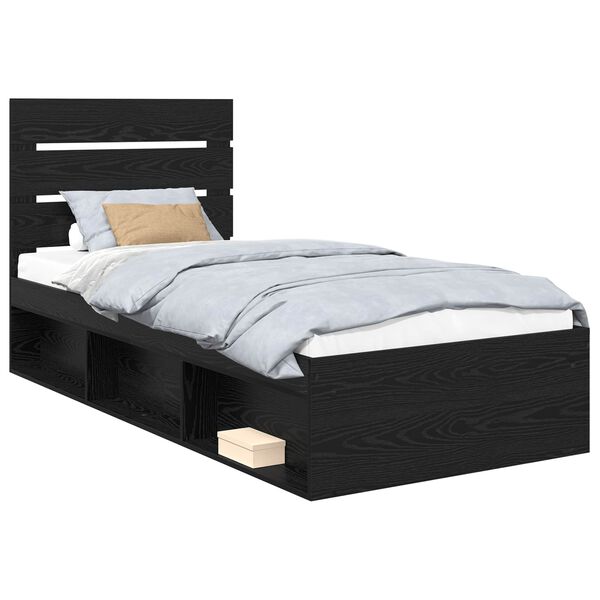 vidaXL Cadre de lit Noir 100 x 200 cm Bois de pin massif