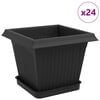 vidaXL Pots de plantes 24 pc Noir Plastique