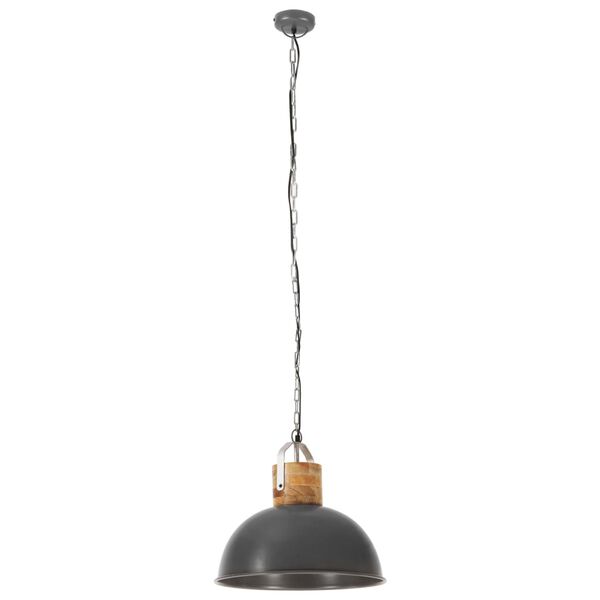 vidaXL Lampe suspendue industrielle Gris Rond 42 cm E27 Manguier