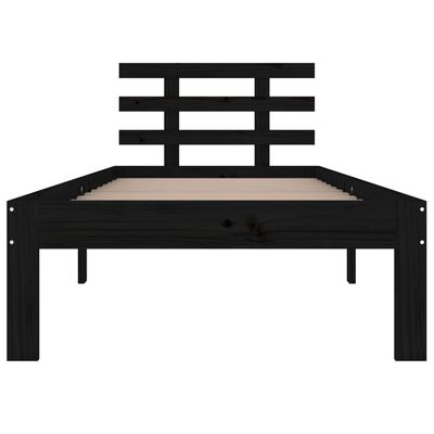 vidaXL Cadre de lit Noir Bois massif 90x190 cm Simple