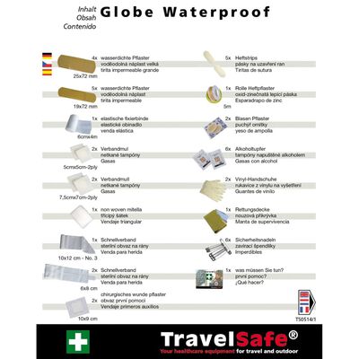 Travelsafe Trousse de premiers soins 43 pcs Globe Waterproof Rouge