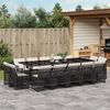 vidaXL Ensemble &agrave; manger de jardin 15 pcs coussins noir r&eacute;sine tress&eacute;e