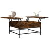 vidaXL Table basse ch&ecirc;ne fum&eacute; 80x80x45 cm bois d'ing&eacute;nierie et m&eacute;tal