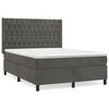 vidaXL Sommier &agrave; lattes de lit et matelas Gris fonc&eacute; 140x190cm Velours