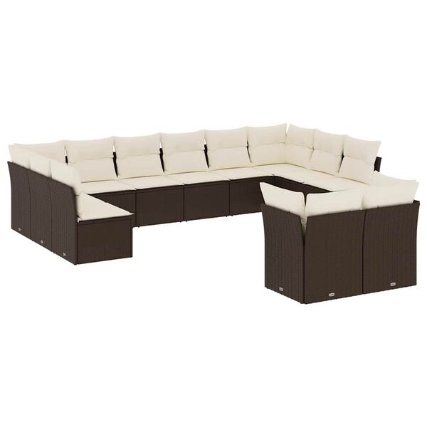vidaXL Salon de jardin avec coussins 12 pcs marron r&eacute;sine tress&eacute;e
