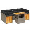 vidaXL Salon de jardin avec coussins 7 pcs gris r&eacute;sine tress&eacute;e
