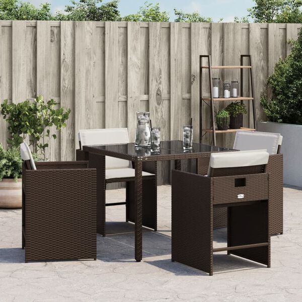 vidaXL Chaises de jardin avec coussins lot de 4 marron r&eacute;sine tress&eacute;e