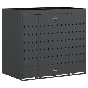 vidaXL Rangement de poubelle &agrave; roulettes pour 2 poubelles Anthracite
