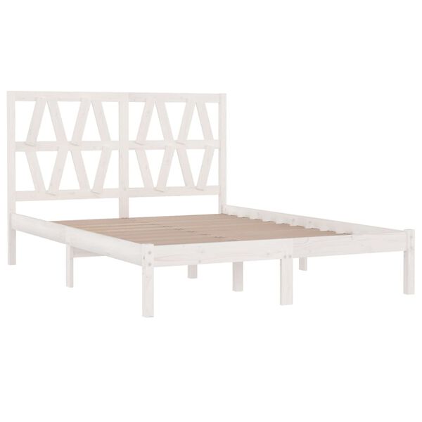 vidaXL Cadre de lit sans matelas blanc bois de pin massif