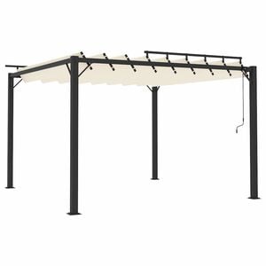 vidaXL Tonnelle avec toit &agrave; persienne 3x3 m Cr&egrave;me Tissu et aluminium