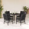 vidaXL Ensemble &agrave; manger de jardin coussins 5pcs Noir R&eacute;sine tress&eacute;e
