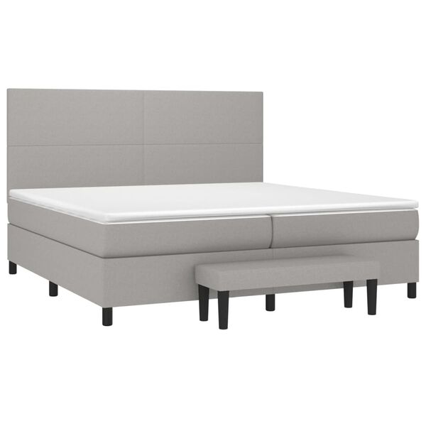 vidaXL Sommier &agrave; lattes de lit avec matelas Gris clair 200x200cm Tissu