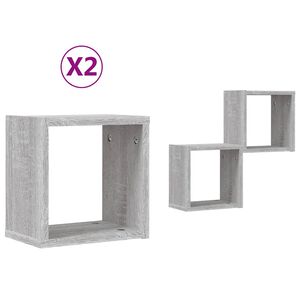 vidaXL &Eacute;tag&egrave;res Murales 2 pc Gris Sonoma 26 x 15 x 26 cm