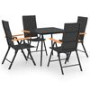 vidaXL Ensemble &agrave; manger de jardin 5 pcs noir et marron