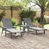 vidaXL Transat 3 pcs Gris clair Poly&eacute;thyl&egrave;ne