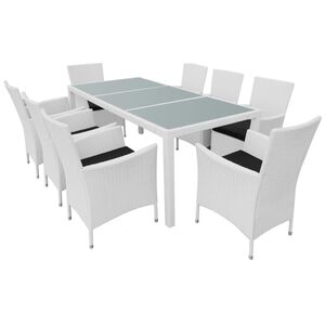 vidaXL Salon de jardin 9 pcs R&eacute;sine tress&eacute;e Blanc-cr&egrave;me