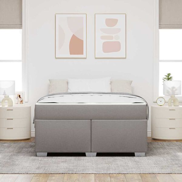 vidaXL Cadre de lit avec matelas Taupe 160 x 200 cm tissu