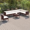 vidaXL Salon de jardin 9 pcs avec coussins r&eacute;sine tress&eacute;e marron
