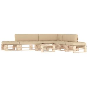 vidaXL Salon de jardin palette 6pcs avec coussins Bois de pin impr&eacute;gn&eacute;