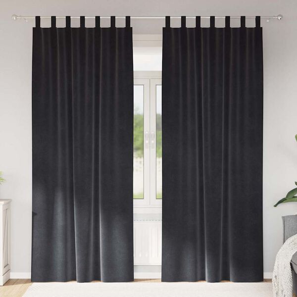 vidaXL Rideaux occultants 2 pcs Gris fonc&eacute; 140 x 225 cm Velours