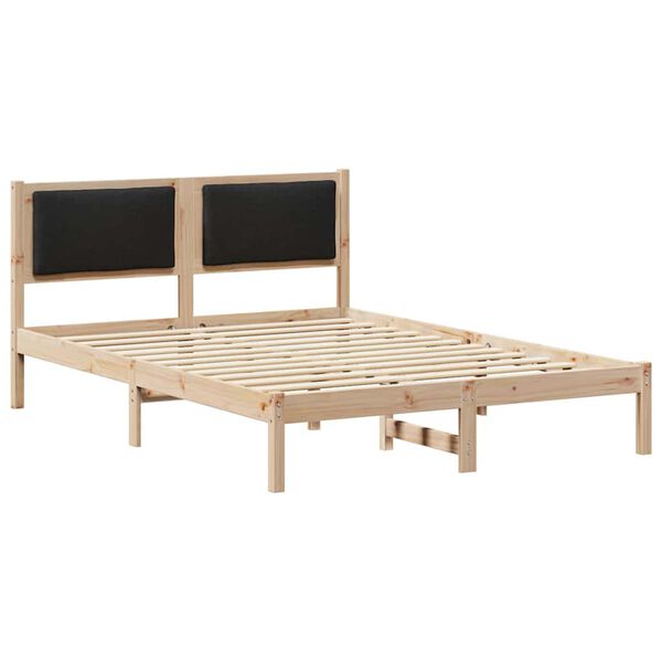 vidaXL Cadre de lit avec t&ecirc;te de lit Noir 135 x 190 cm Pin massif