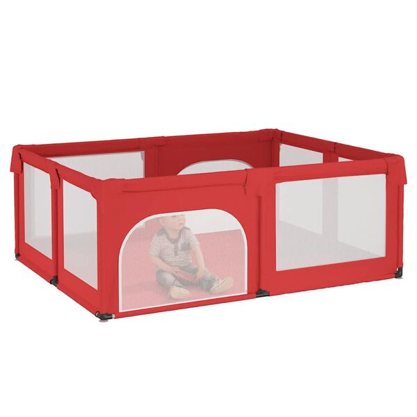 vidaXL Parc pour bébé avec 2 portes Rouge Tissu Oxford