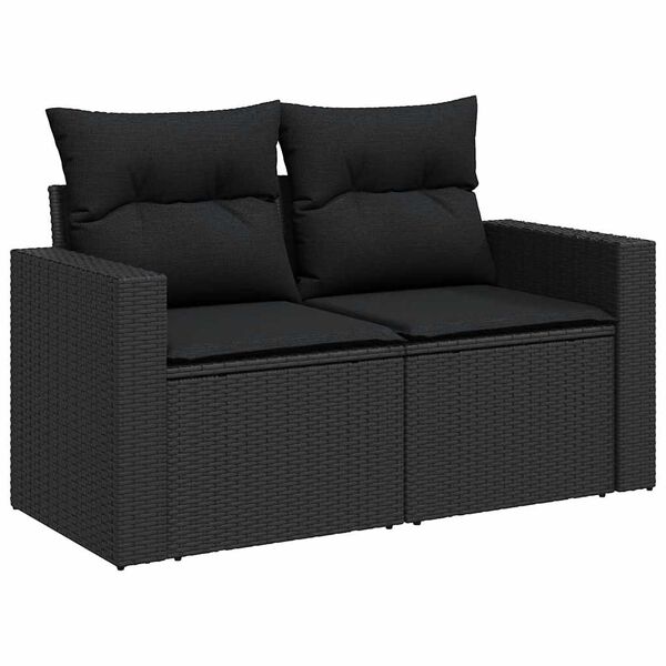 vidaXL Salon de jardin 5 pcs avec coussins noir r&eacute;sine tress&eacute;e