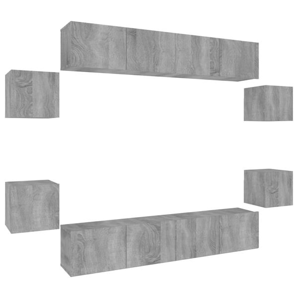 vidaXL Ensemble de meubles TV 8 pcs Sonoma gris Bois d'ing&eacute;nierie