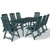 vidaXL Ensemble &agrave; manger d'ext&eacute;rieur 9 pcs Plastique Vert