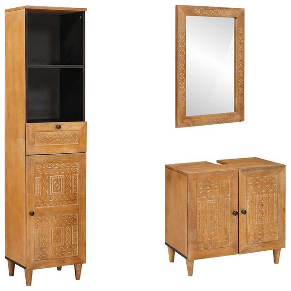 vidaXL Ensemble de mobilier de salle de bain avec tiroir 3 pcs Marron