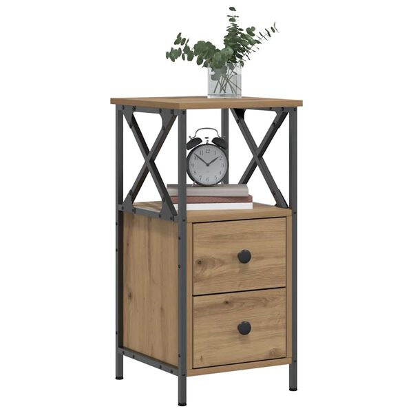 vidaXL Table de chevet ch&ecirc;ne artisanal 34x35,5x70 cm bois d'ing&eacute;nierie