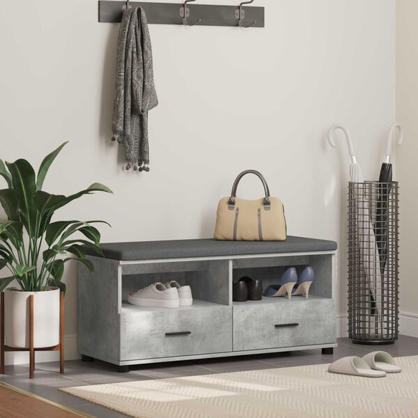 vidaXL Banc d'entr&eacute;e avec coussin Gris b&eacute;ton 100 x 38 x 46 cm