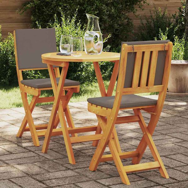vidaXL Ensemble bistrot 3 pcs Huile Naturelle Bois d'Acacia Massif