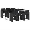 vidaXL Ensemble &agrave; manger de jardin coussins 7pcs Noir R&eacute;sine tress&eacute;e