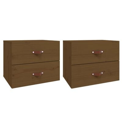 vidaXL Tables de chevet murales 2 pcs Marron miel 50x36x40 cm