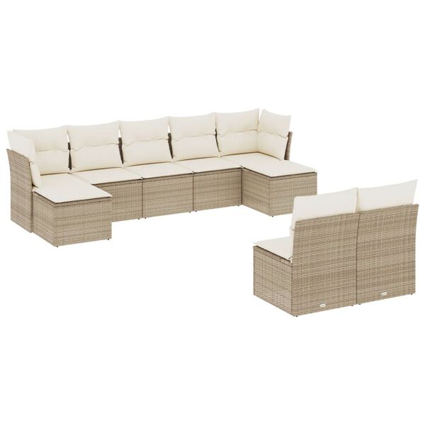 vidaXL Salon de jardin avec coussins 9 pcs beige r&eacute;sine tress&eacute;e